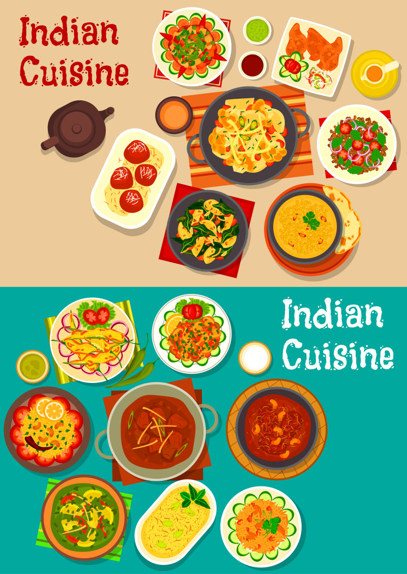矢量的印度传统美食插图