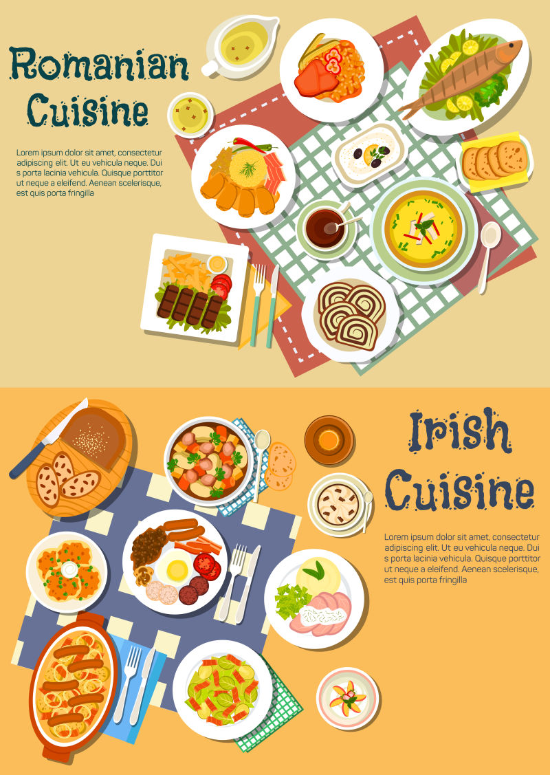 爱尔兰传统美食插图矢量设计