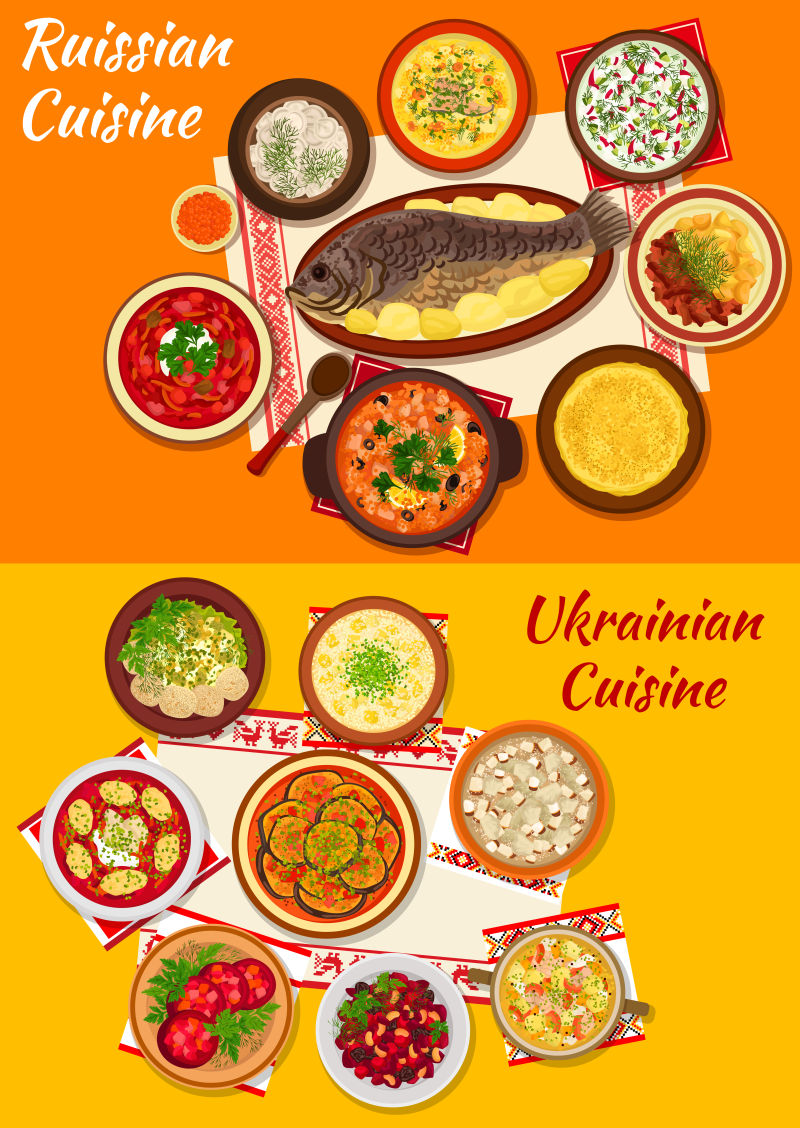 矢量的乌克兰传统美食插图