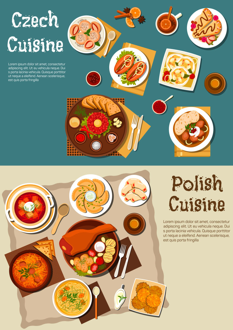 波兰美食插图矢量设计