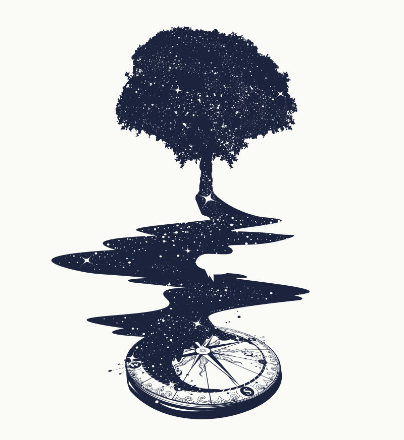 创意矢量树木元素的艺术插图