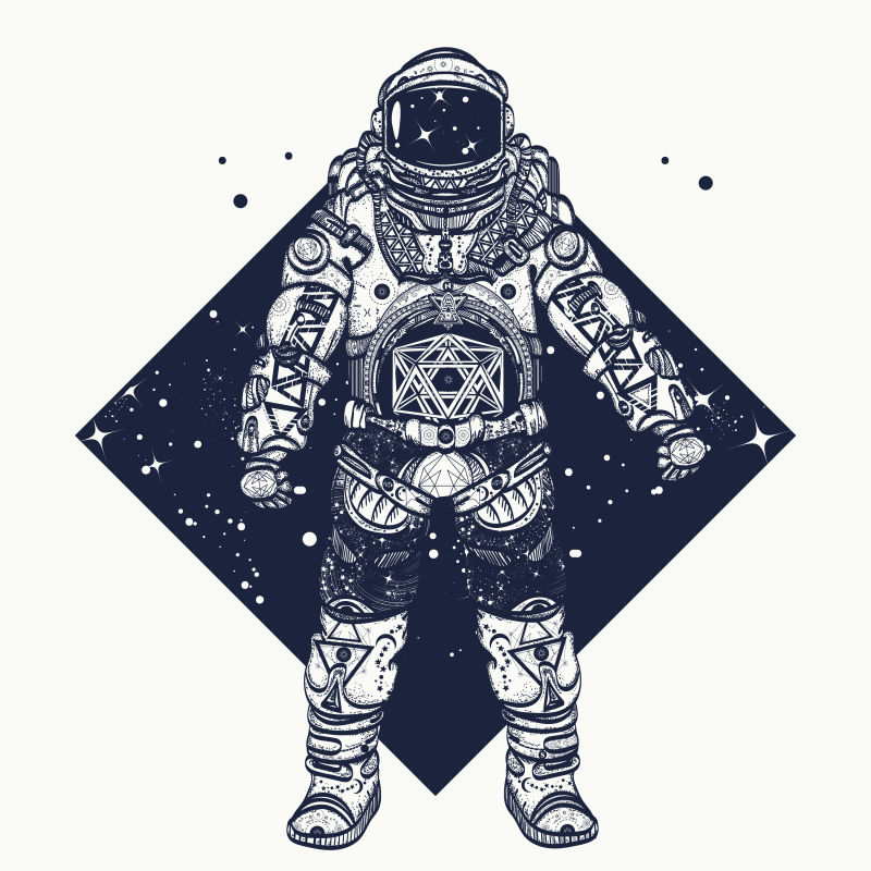 创意矢量宇航员元素的艺术插图