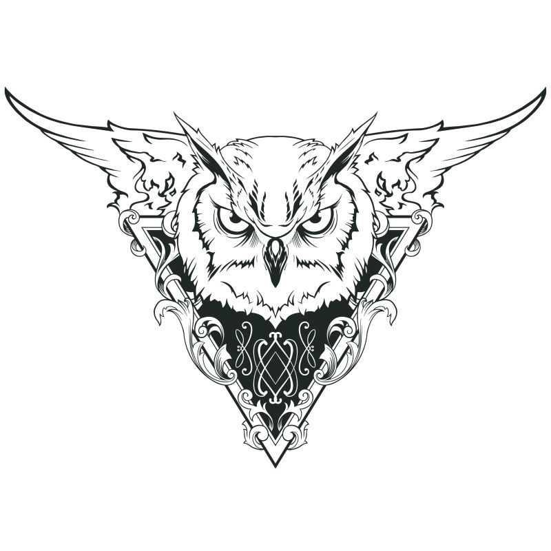 猫头鹰纹身图案矢量