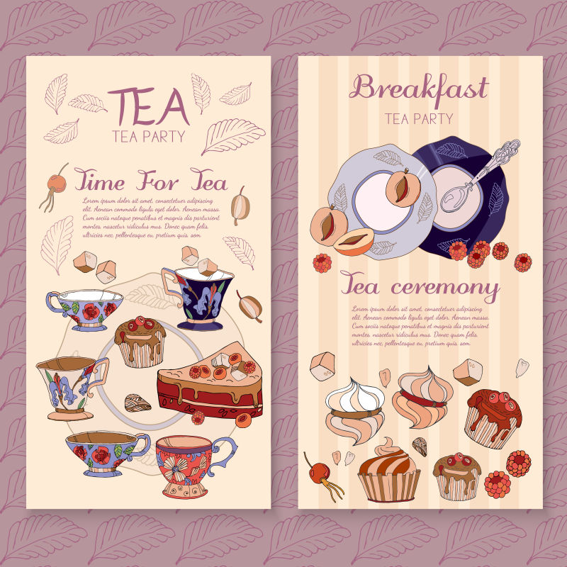 抽象矢量茶壶早餐概念插图设计