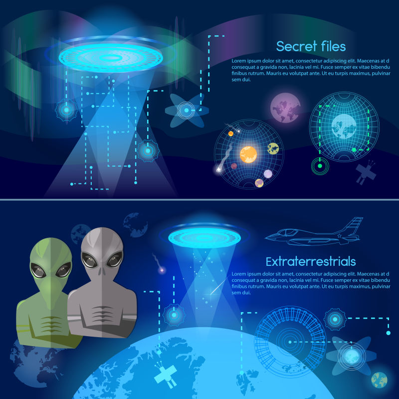 创意矢量现代外星人主题的平面设计插图