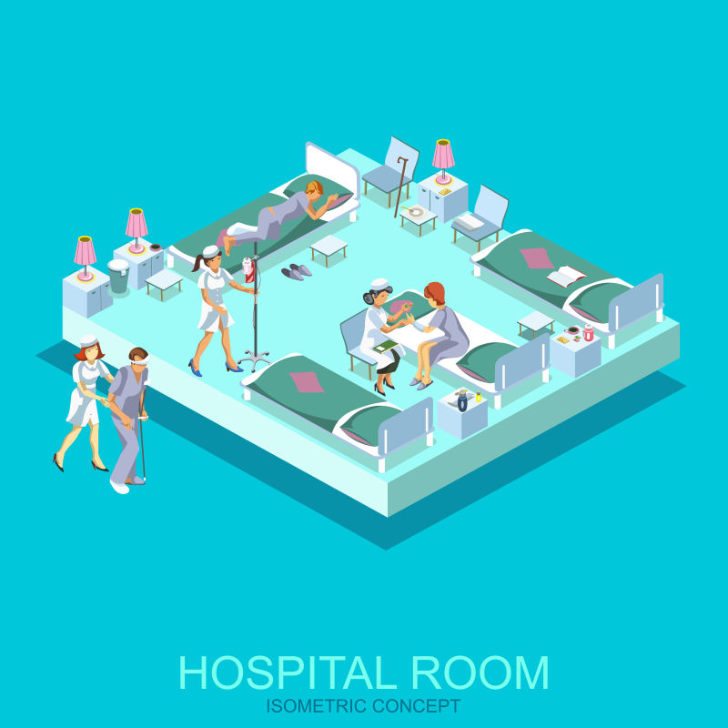 抽象矢量医院病房的概念插图