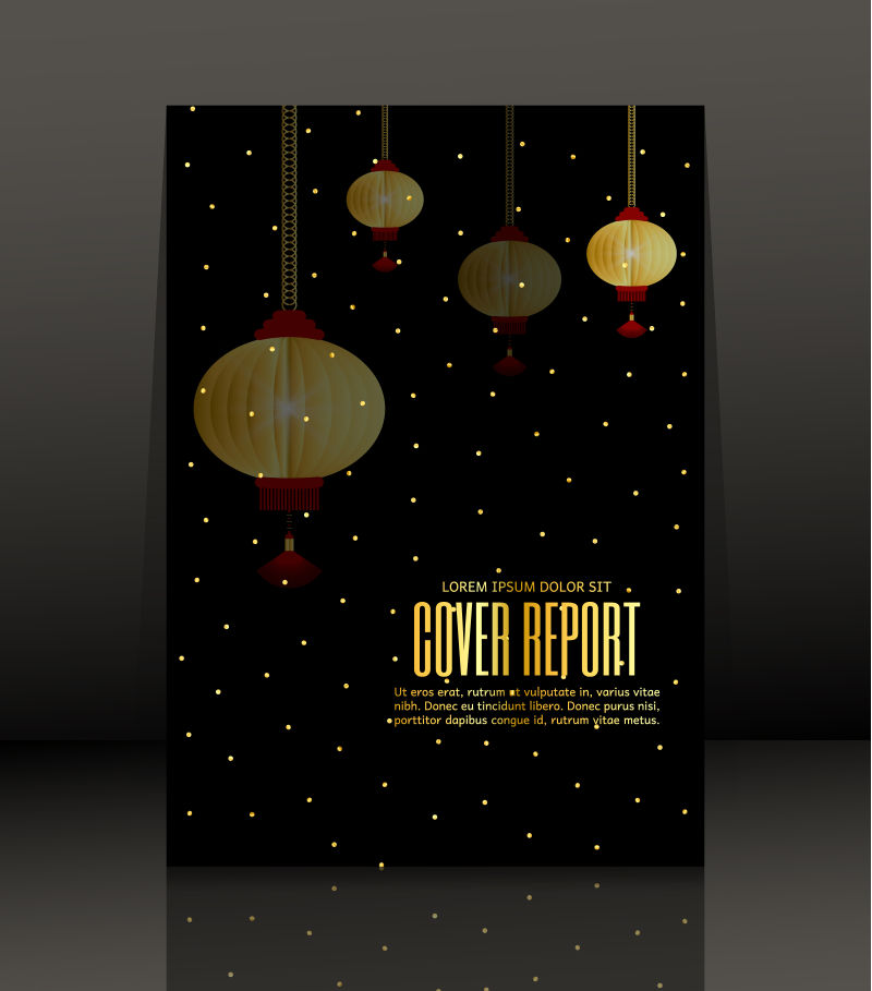 矢量灯笼元素的新年海报背景设计