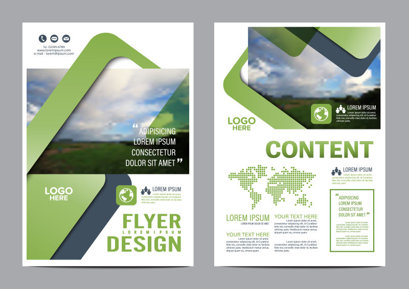 抽象矢量现代绿色商业宣传手册设计