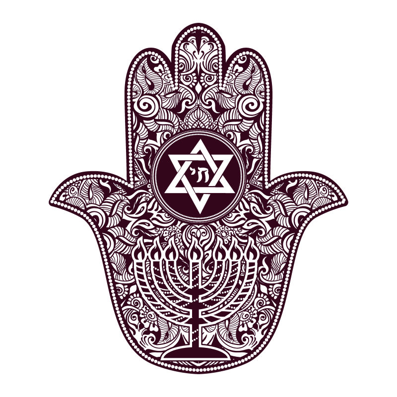 犹太哈姆萨纹身插图矢量设计