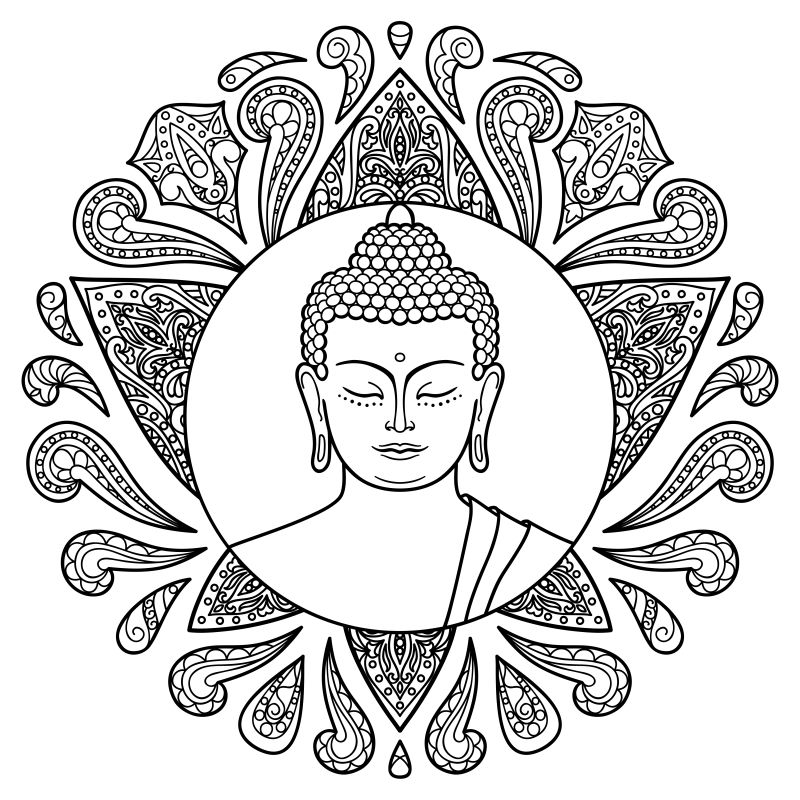 矢量的佛祖图案纹身设计