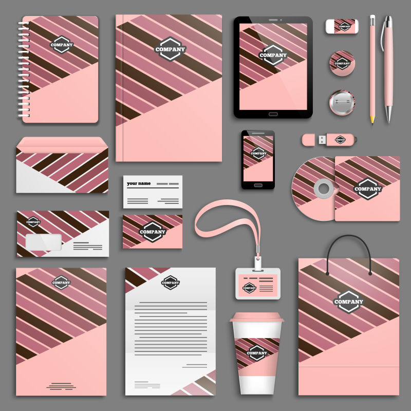 抽象矢量粉色几何元素的企业宣传设计