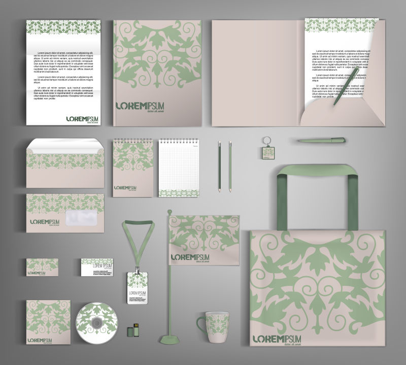 抽象矢量绿色花卉元素企业宣传设计