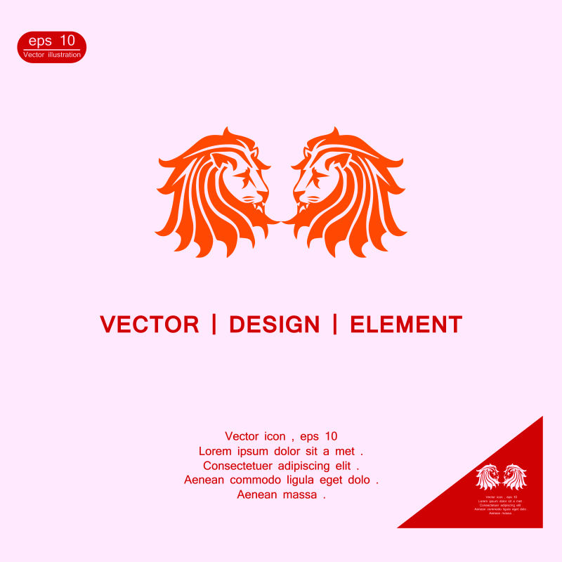抽象矢量现代狮子元素的商业标志设计