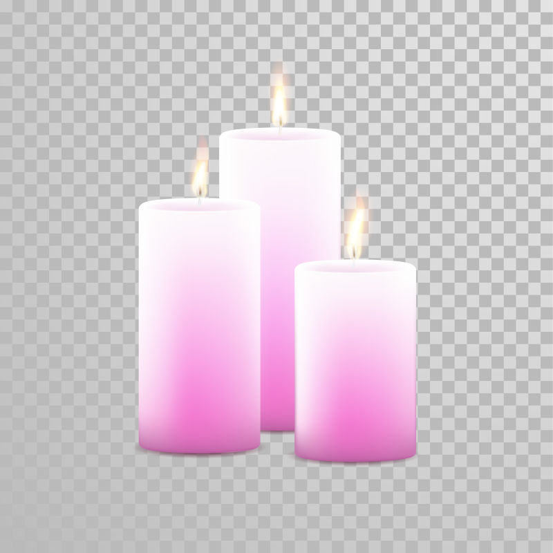 矢量浪漫的粉色蜡烛插图