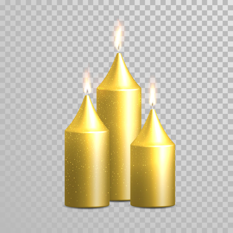 创意矢量金色装饰燃烧的蜡烛