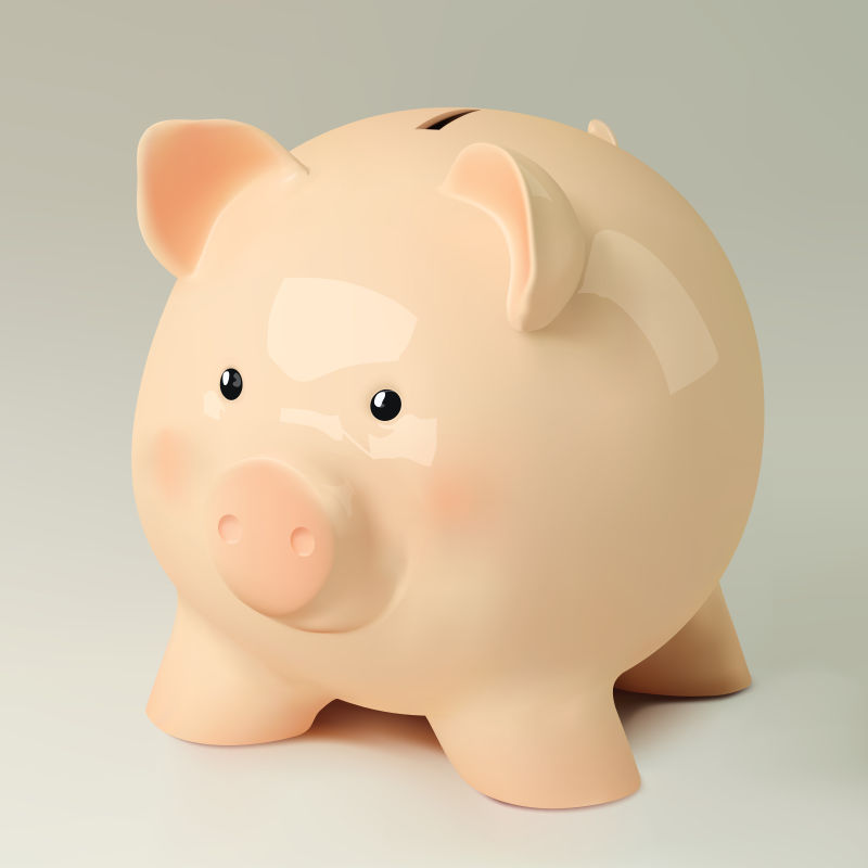 矢量一只瓷质的小猪存钱罐插图