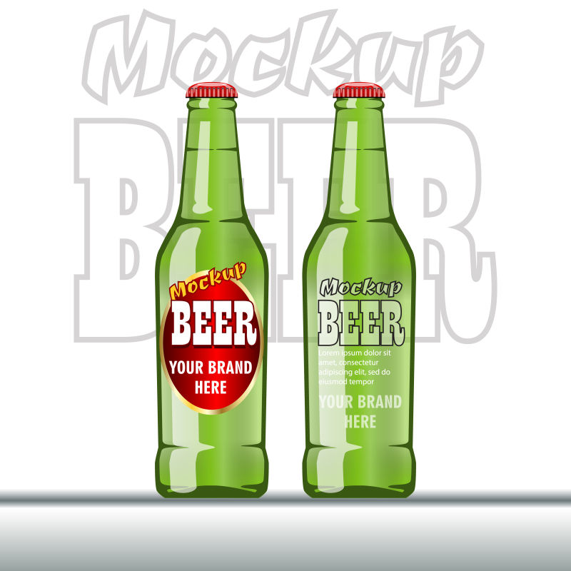 矢量绿色的啤酒瓶设计
