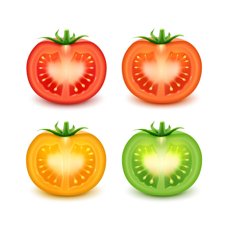 抽象矢量新鲜切开的番茄插图
