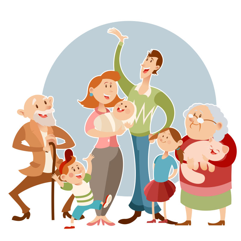 抽象矢量卡通幸福的一家人插图