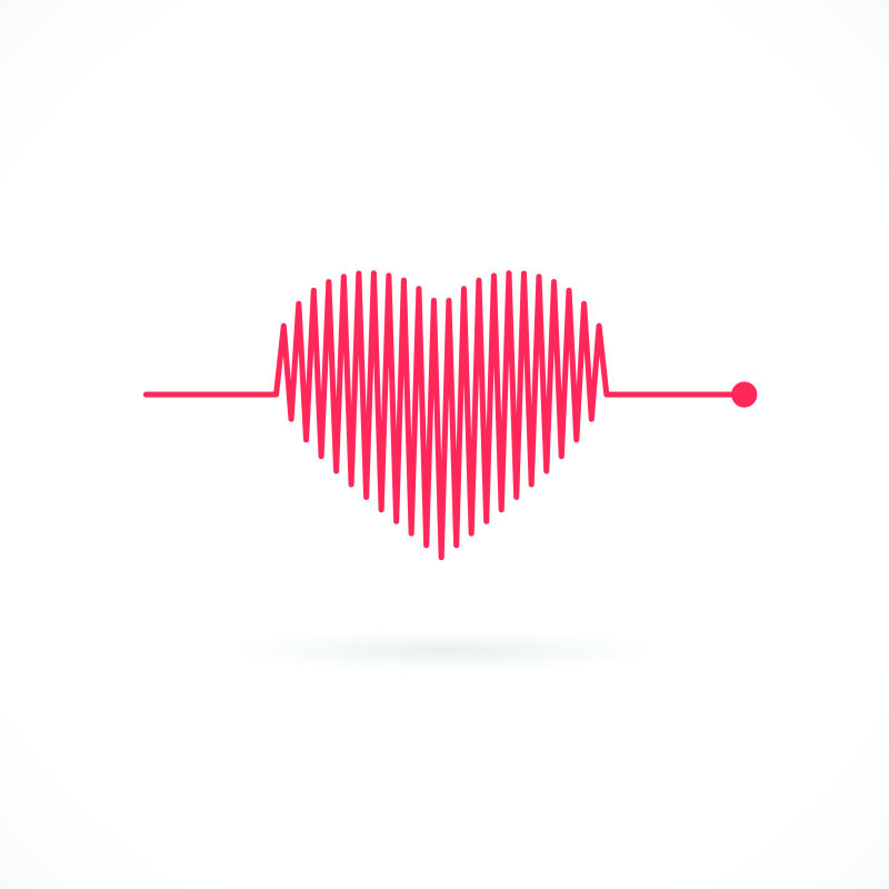 创意矢量心跳风格的红心插图