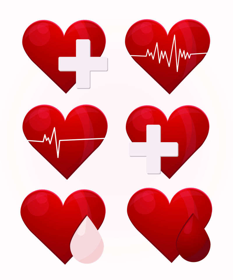 抽象矢量各种红心的医疗插图