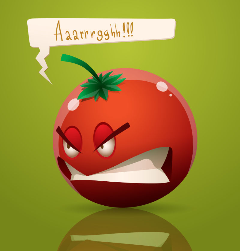 创意矢量愤怒的西红柿插图