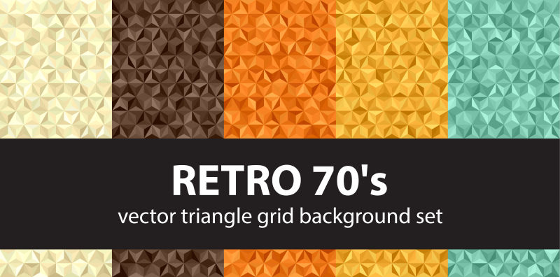 矢量70年代复古配色的几何三角无缝背景