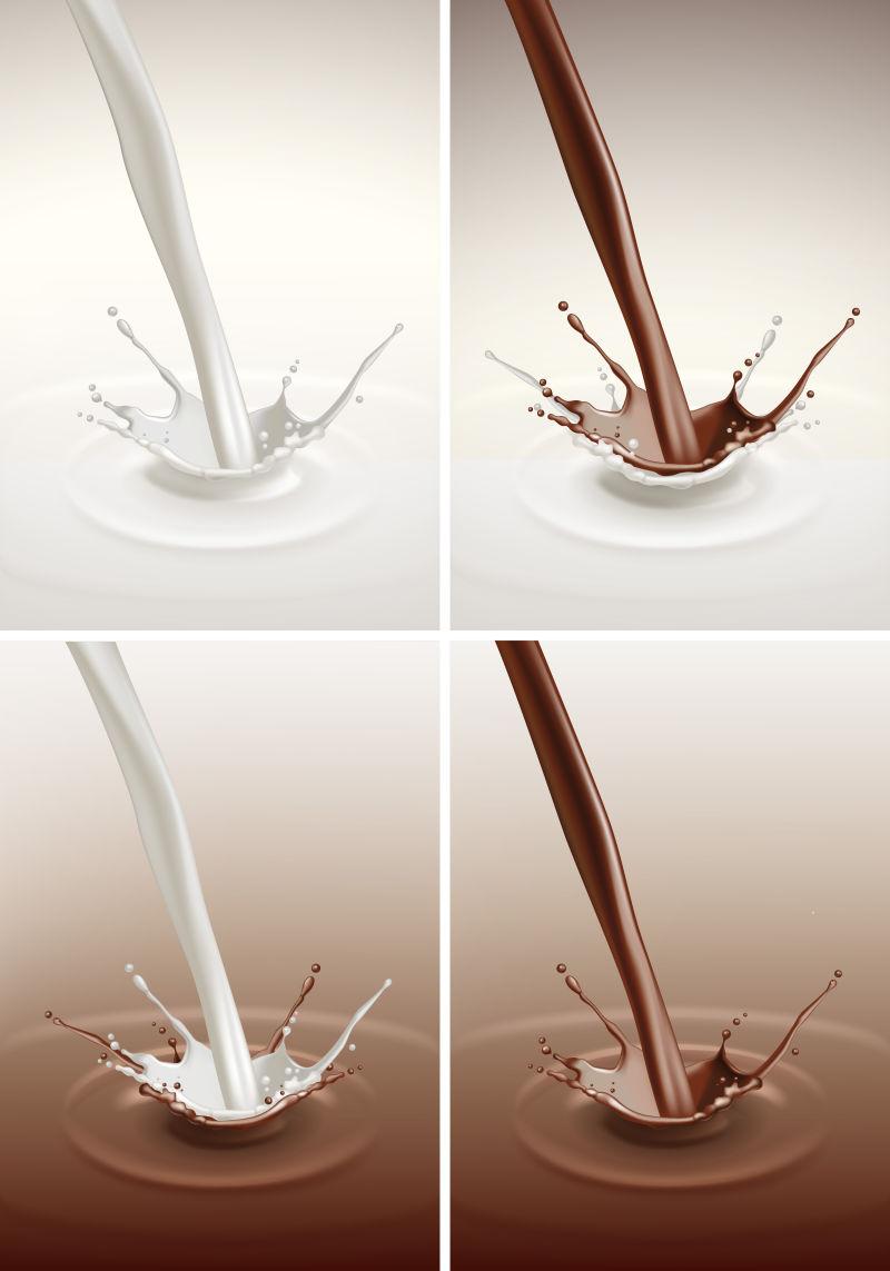 矢量牛奶巧克力飞溅