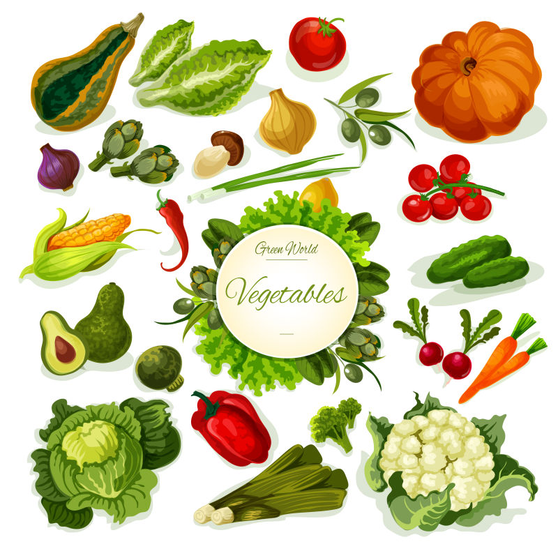 抽象矢量健康有机蔬菜设计元素