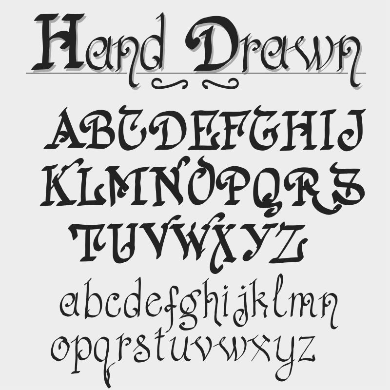 创意矢量手绘花式古典字体设计