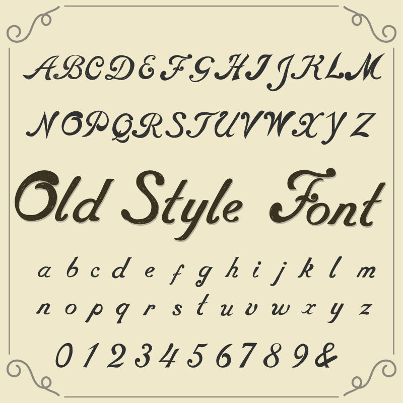 抽象矢量老式手绘经典字体设计