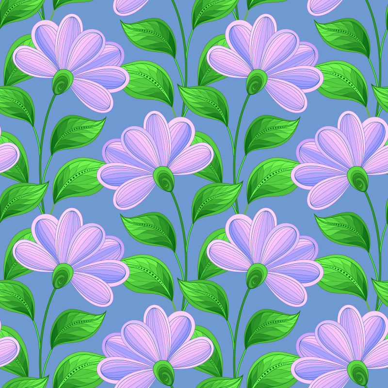 创意矢量紫色花卉无缝装饰背景