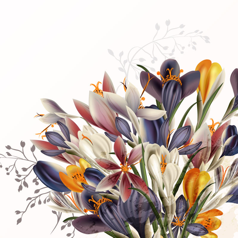 创意矢量手绘花卉元素设计