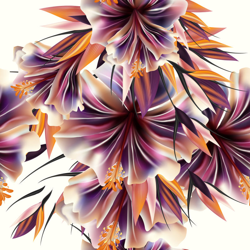 矢量抽象美丽花卉元素设计背景
