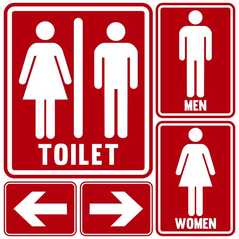 创意矢量红色厕所标志设计插图