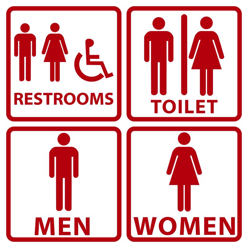 抽象矢量红色简单厕所标志设计