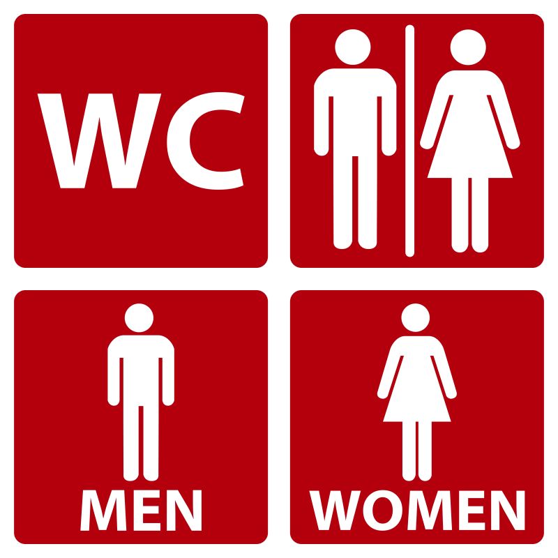 抽象矢量现代红色厕所标志设计