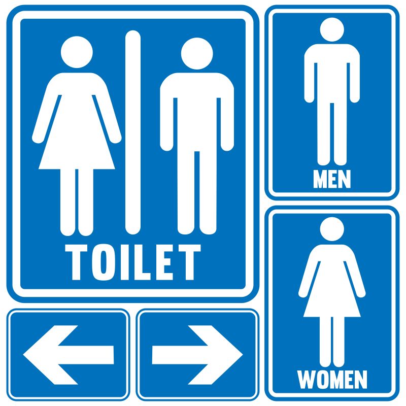 创意矢量蓝色单色厕所标志设计
