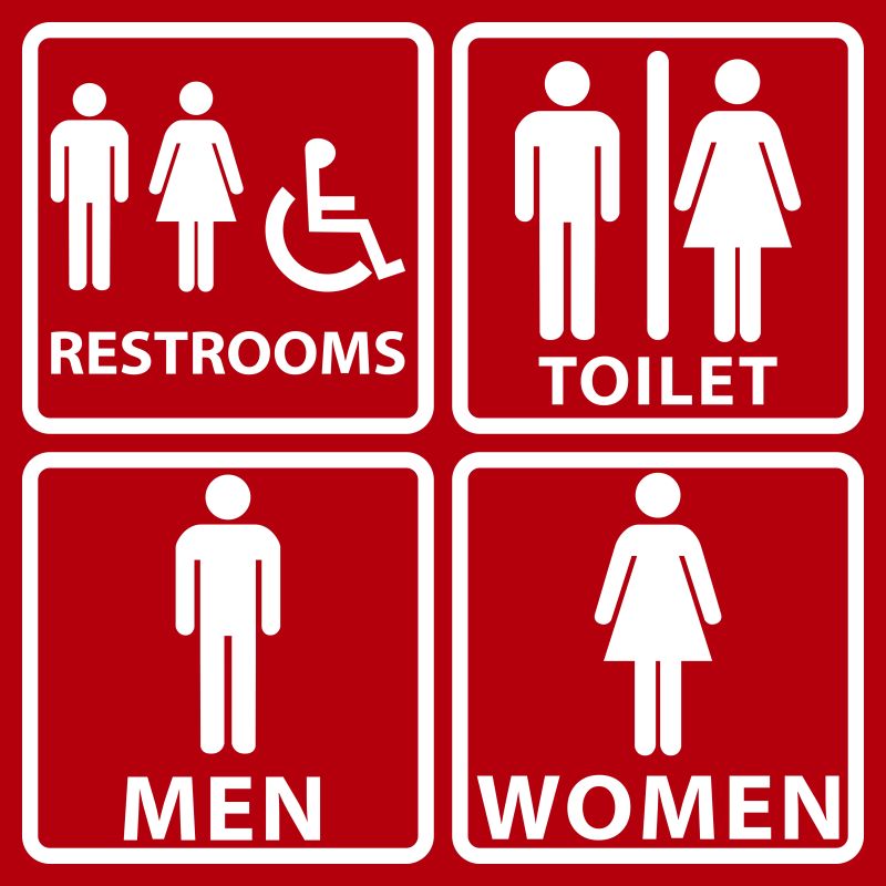 创意矢量红色厕所标志设计