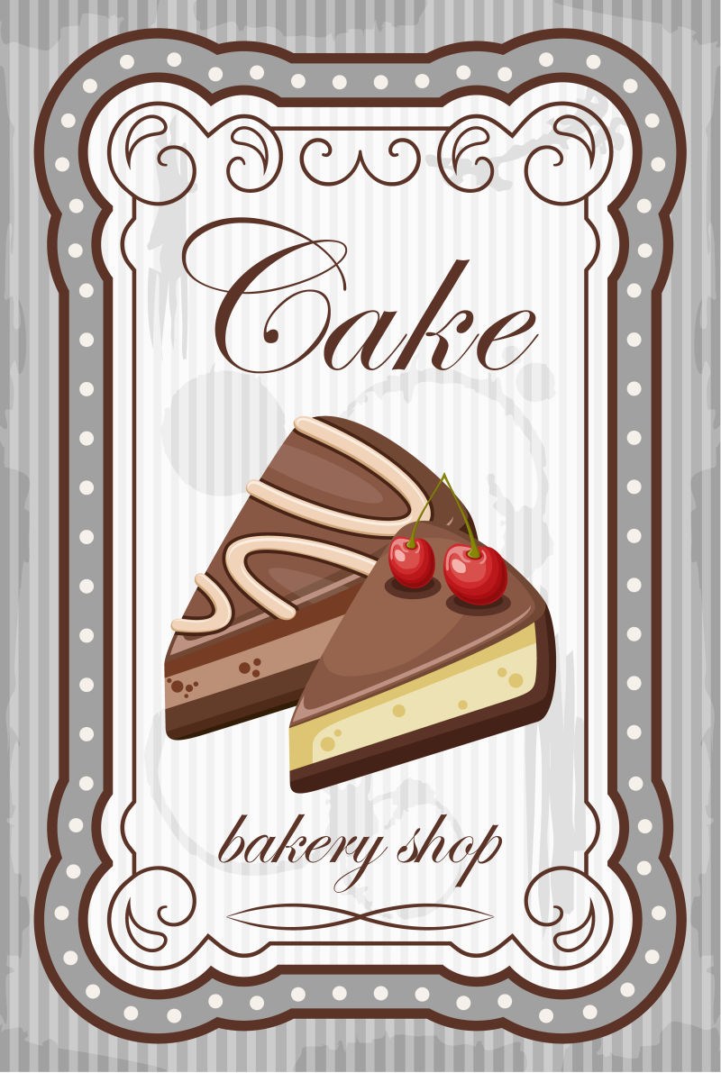 创意矢量复古巧克力蛋糕平面海报设计