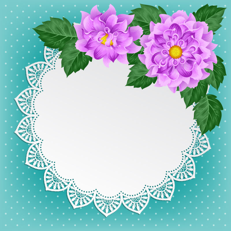 紫色花卉元素的矢量装饰卡片设计