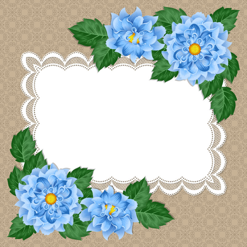 创意矢量蓝色花卉元素的装饰卡片设计