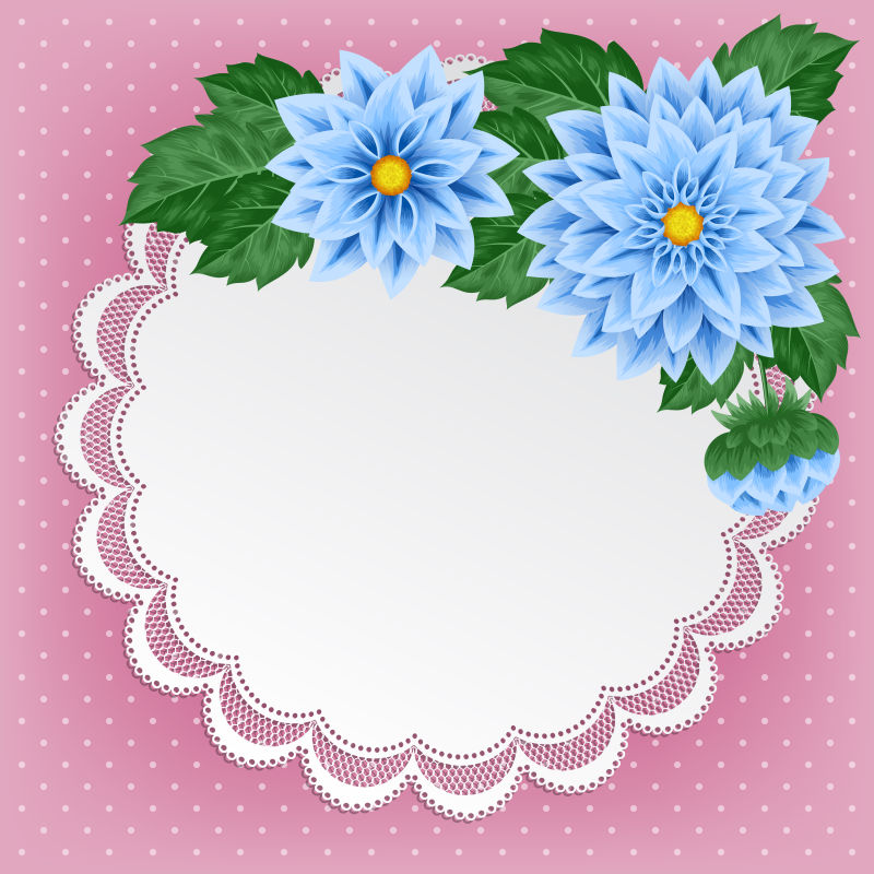 创意矢量蓝色花卉装饰的现代卡片设计