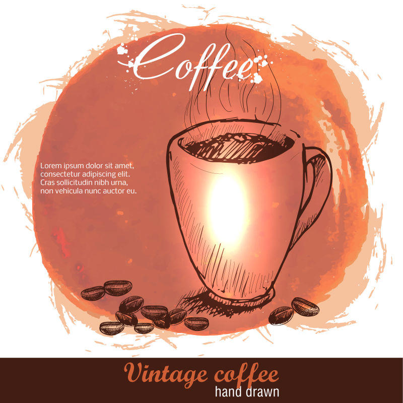 创意矢量手绘咖啡设计插图