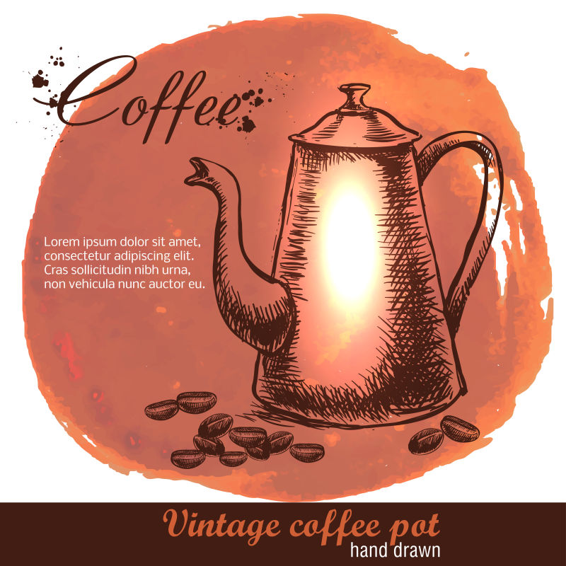 抽象矢量手绘咖啡元素插图