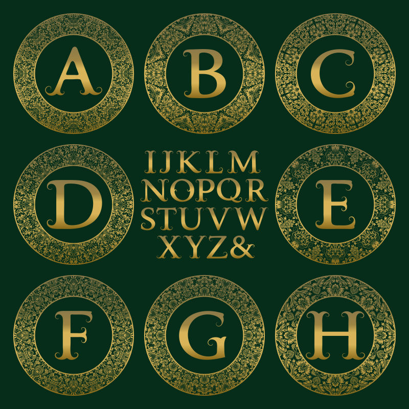 创意矢量现代老式字母花纹标志设计