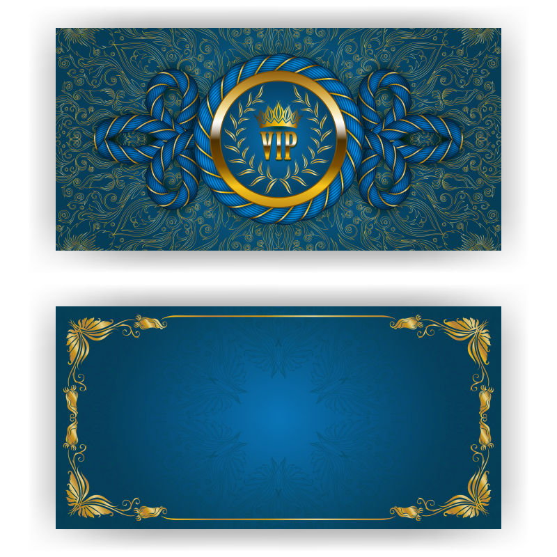 创意矢量蓝色花卉装饰的vip卡片设计