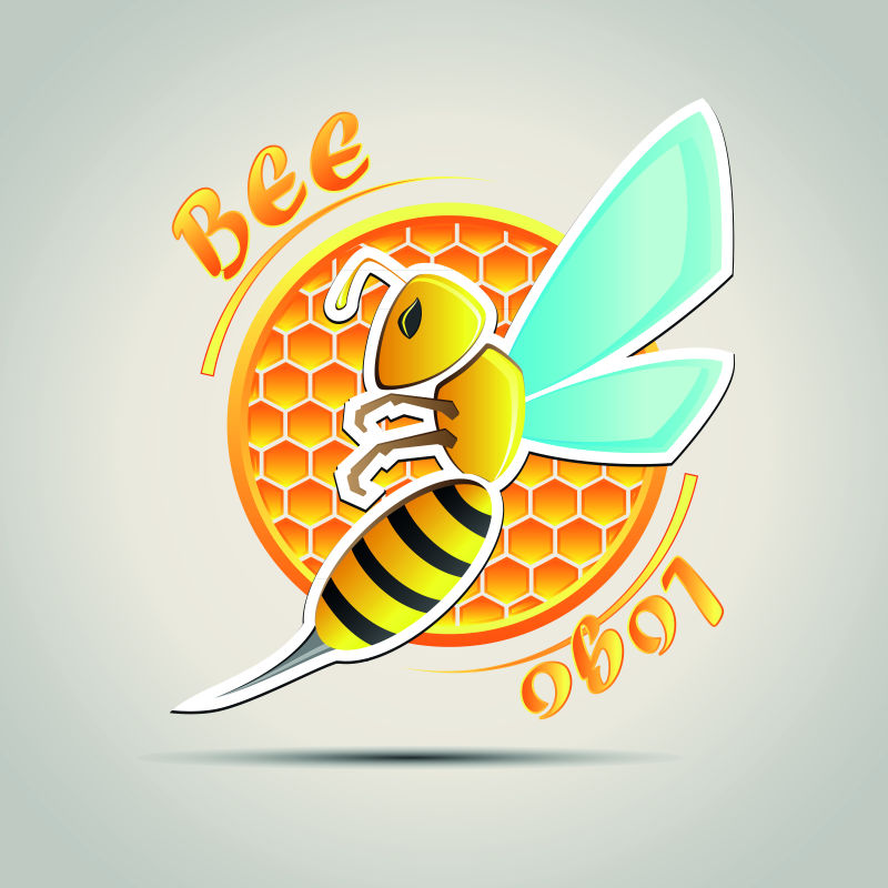 蜂巢内的蜜蜂图标设计矢量