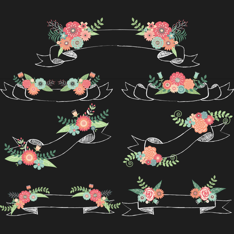 创意矢量婚礼装饰花卉标签设计元素
