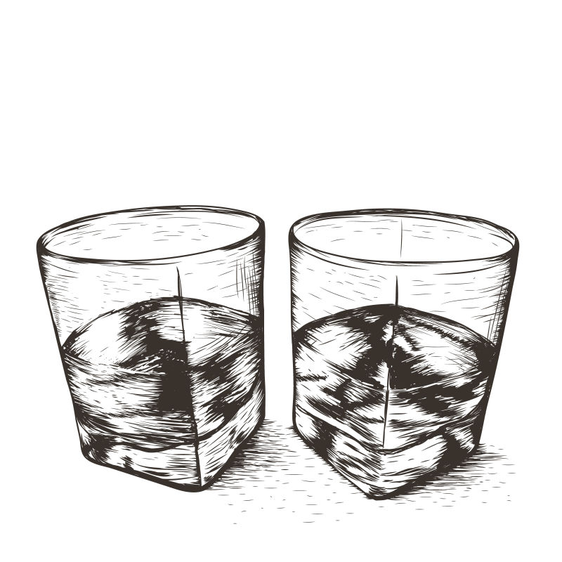 矢量两杯有液体的玻璃杯